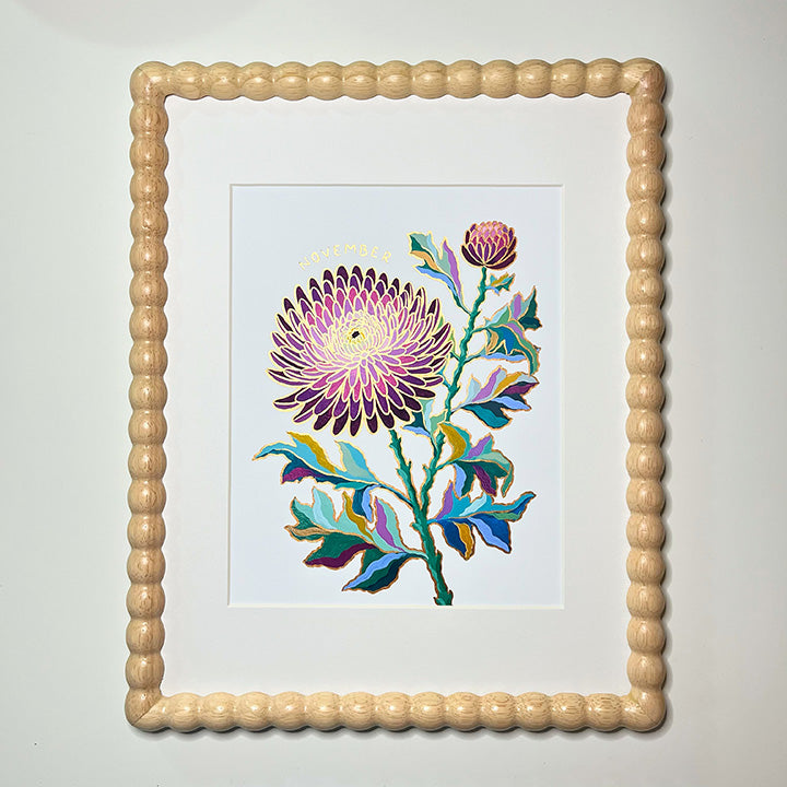 Birth Flower Hand-Embellished Print | November Chrysanthemum