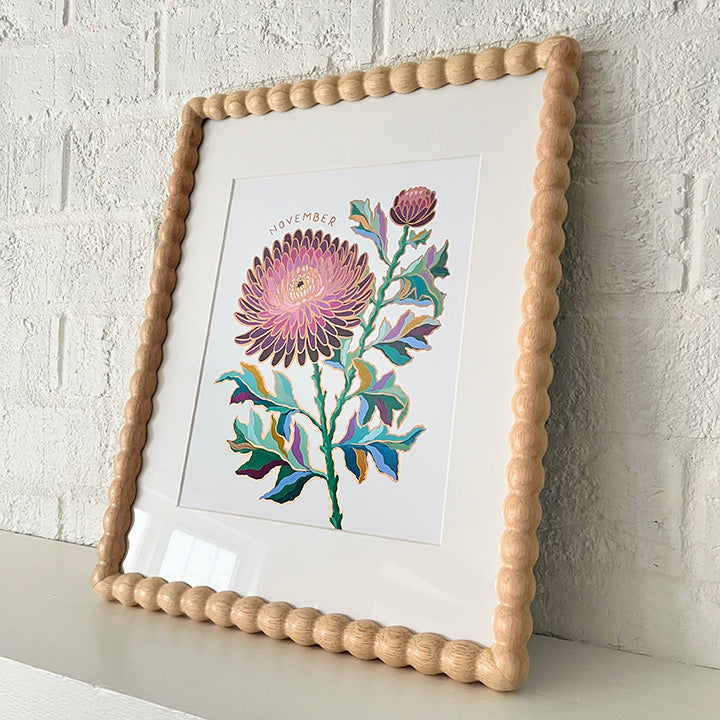 Birth Flower Hand-Embellished Print | November Chrysanthemum