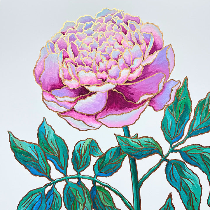 Birth Flower Hand-Embellished Print | November Peony