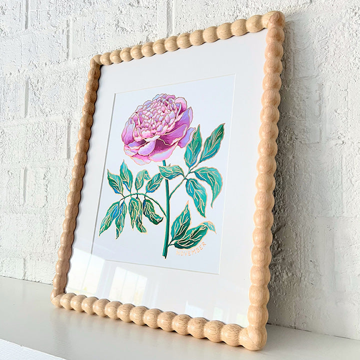 Birth Flower Hand-Embellished Print | November Peony