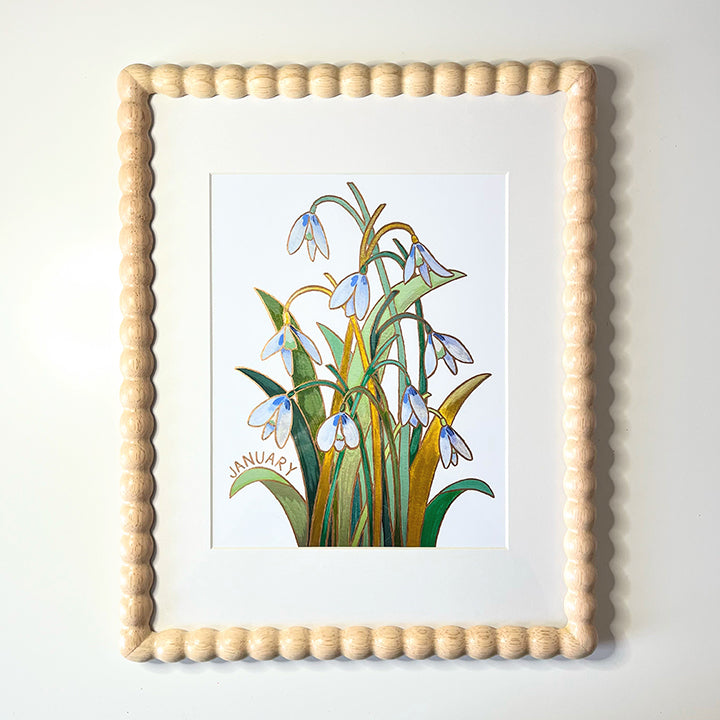 Birth Flower Hand-Embellished Print | January Snowdrops