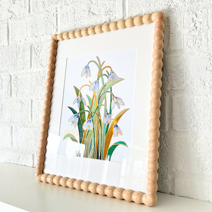 Birth Flower Hand-Embellished Print | January Snowdrops