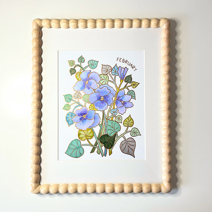 Birth Flower Hand-Embellished Print | February Violets