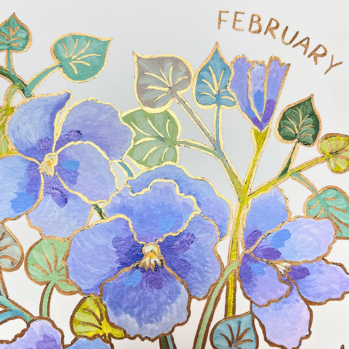 Birth Flower Hand-Embellished Print | February Violets