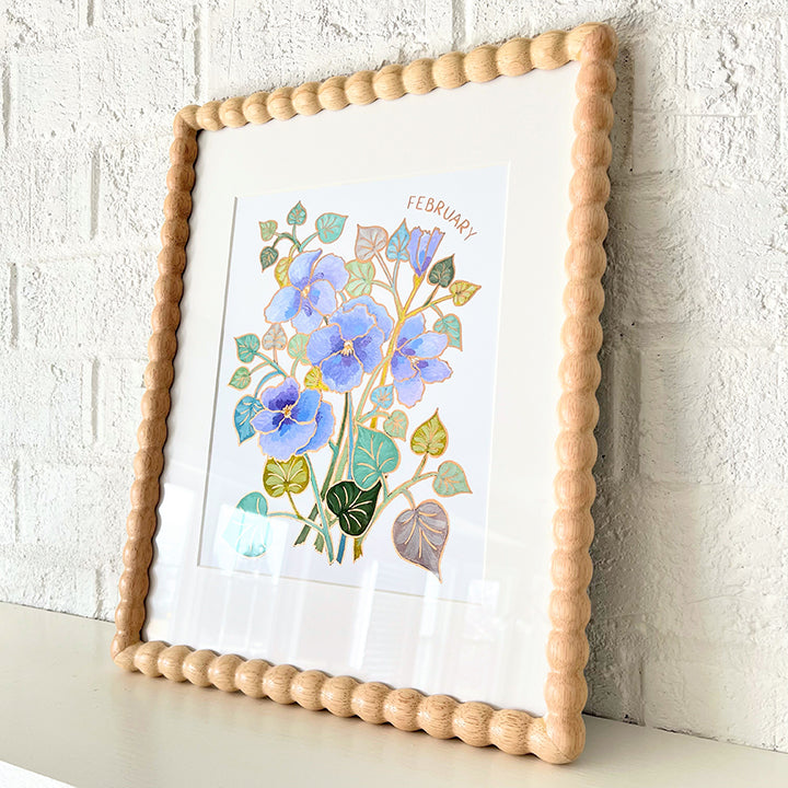 Birth Flower Hand-Embellished Print | February Violets