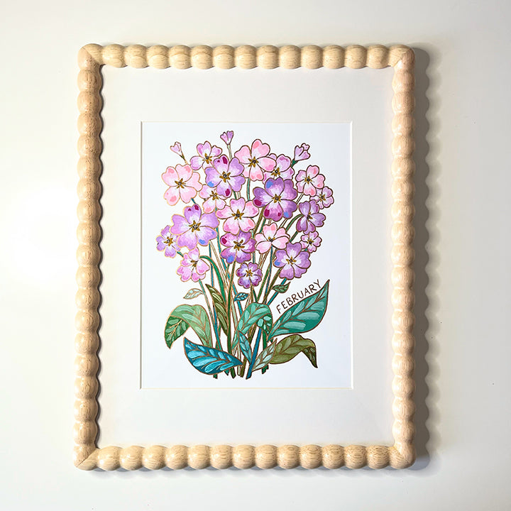 Birth Flower Hand-Embellished Print | February Primroses