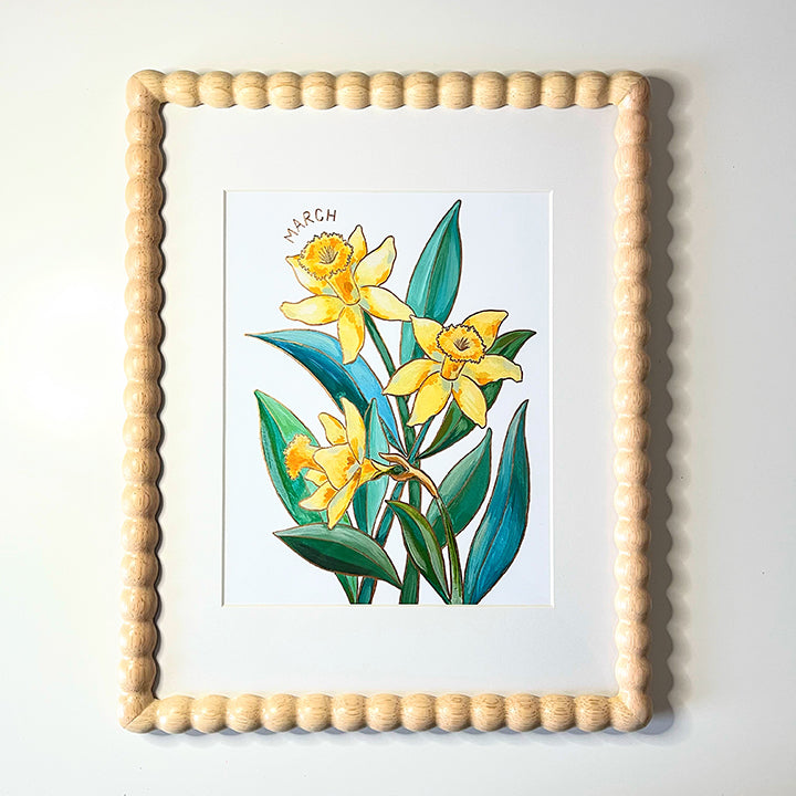 Birth Flower Hand-Embellished Print | March Daffodils