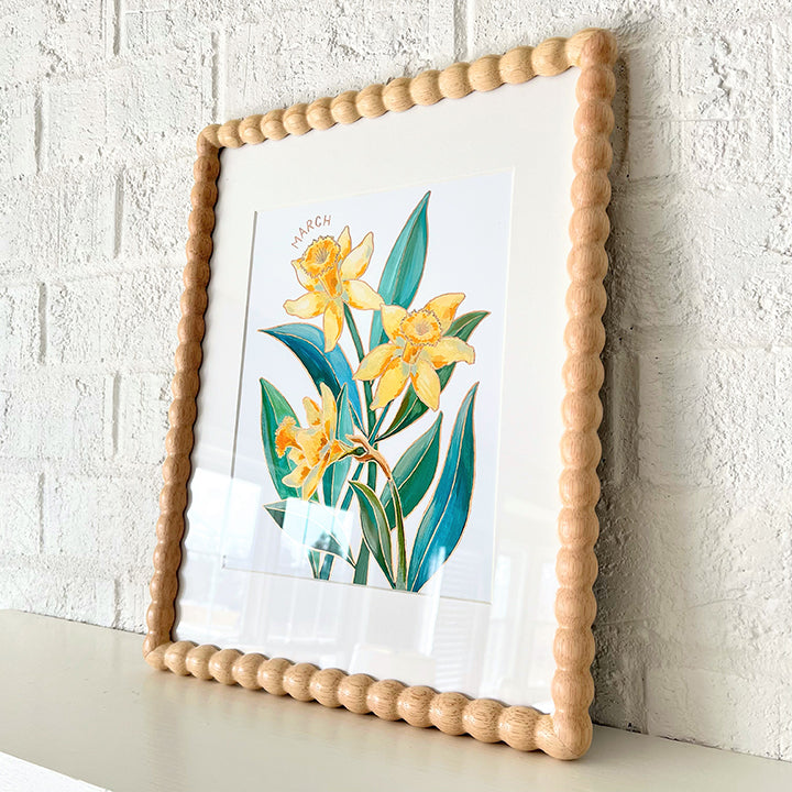Birth Flower Hand-Embellished Print | March Daffodils