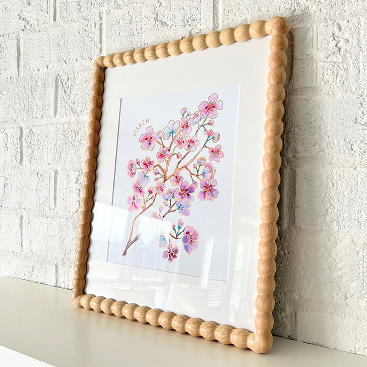 Birth Flower Hand-Embellished Print | March Cherry Blossoms