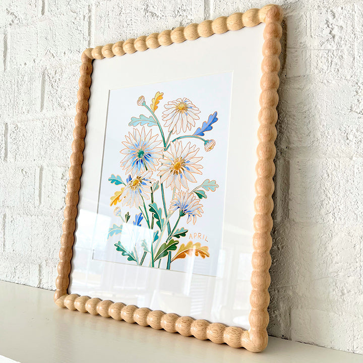 Birth Flower Hand-Embellished Print | April Daisies