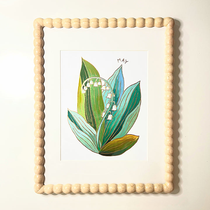 Birth Flower Hand-Embellished Print | May Lilies of the Valley