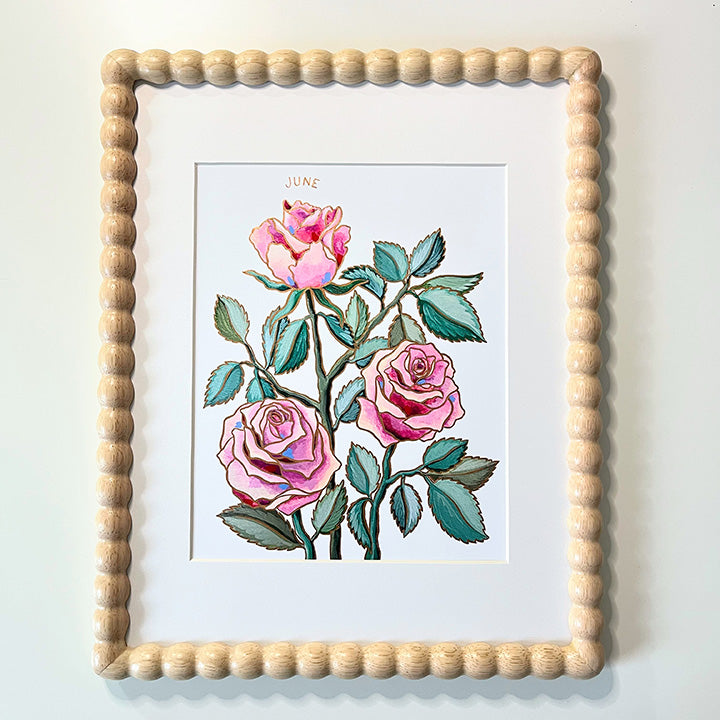 Birth Flower Hand-Embellished Print | June Roses