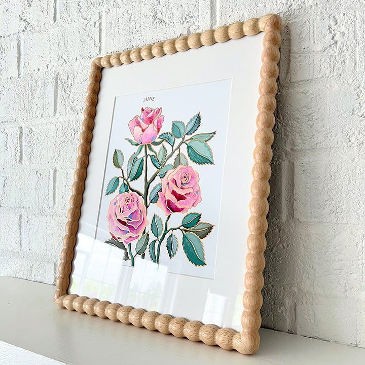 Birth Flower Hand-Embellished Print | June Roses