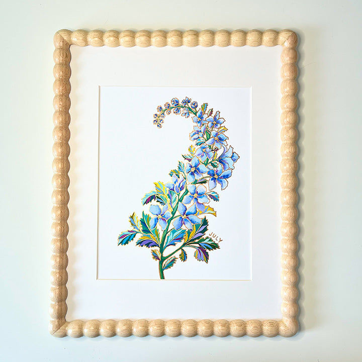 Birth Flower Hand-Embellished Print | July Larkspur