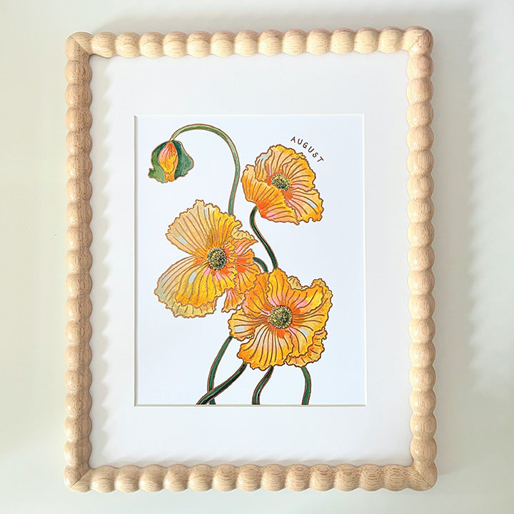 Birth Flower Hand-Embellished Print | August Poppy