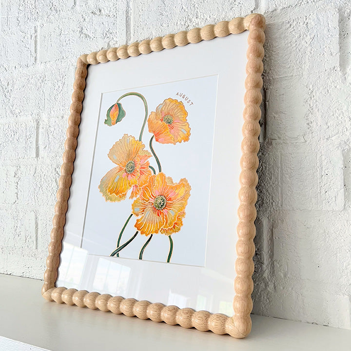 Birth Flower Hand-Embellished Print | August Poppy