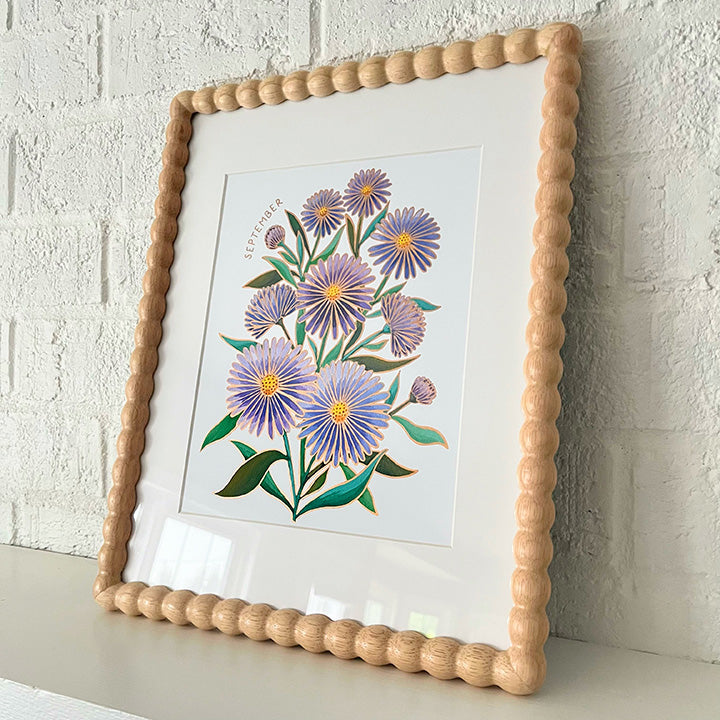 Birth Flower Hand-Embellished Print | September Aster
