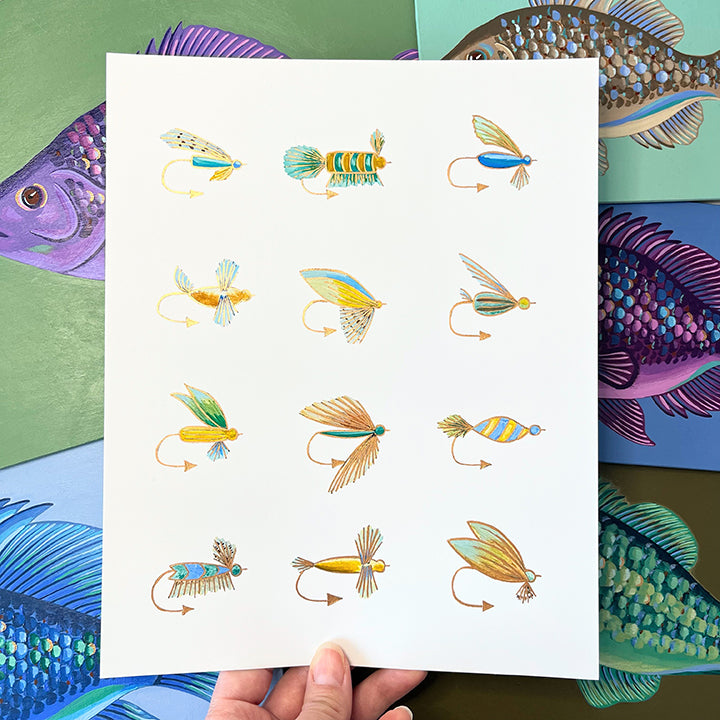 "Bait Bunch" | hand-embellished art print