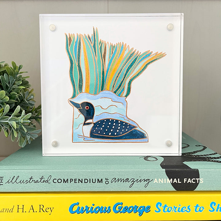 Minnesota acrylic block framed print | “Loon”