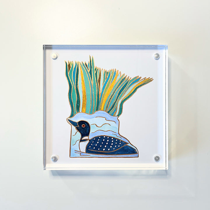 Minnesota acrylic block framed print | “Loon”