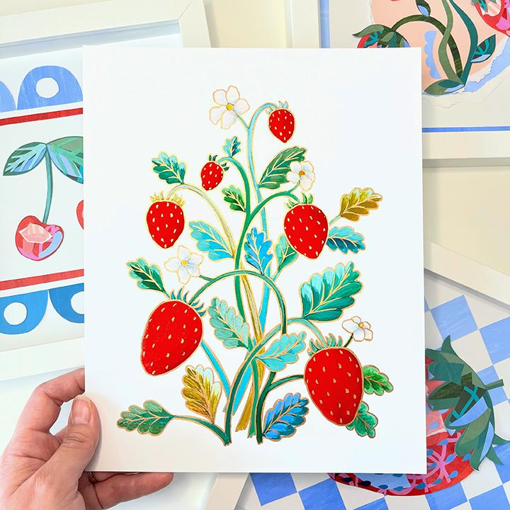 "Berry Ripe" | hand-embellished art print