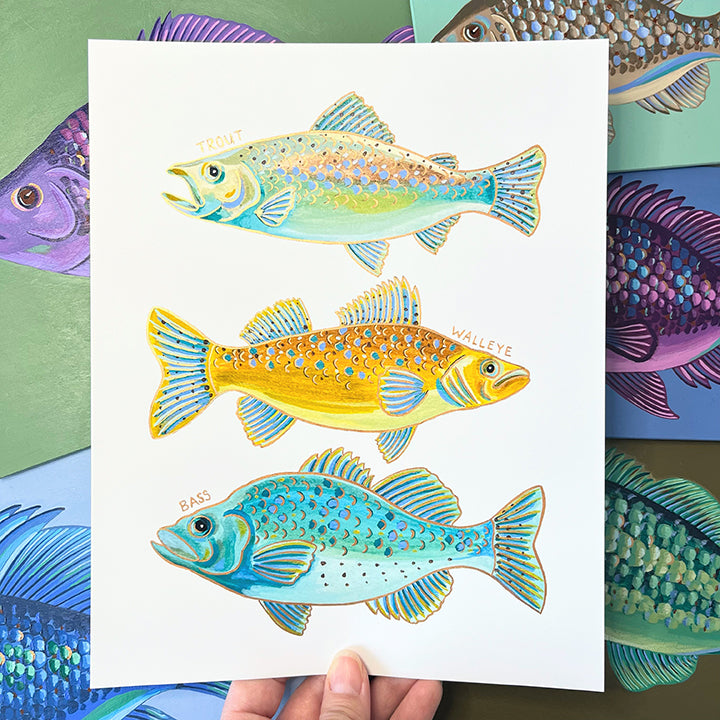 "Gill Gang" | hand-embellished art print