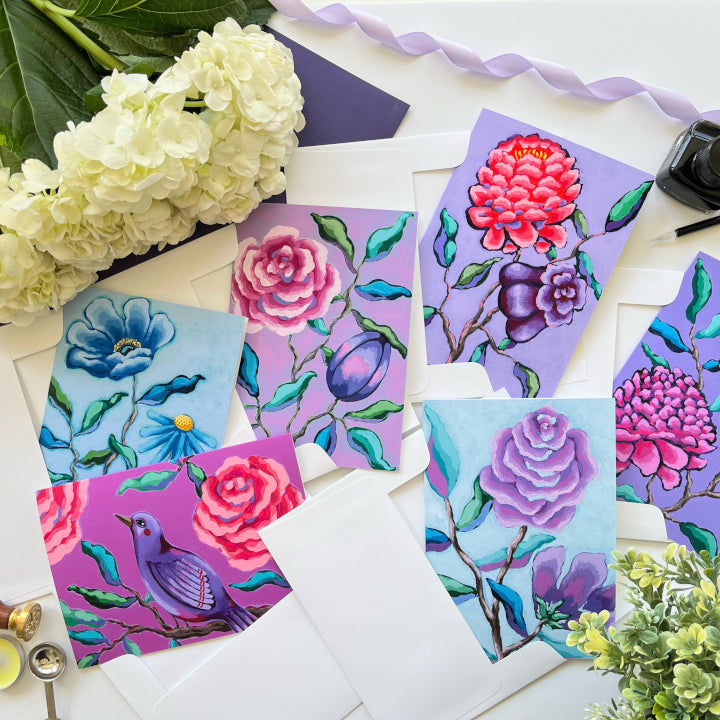 "Petals on Paper" Greeting Cards | Mixed Set of 6