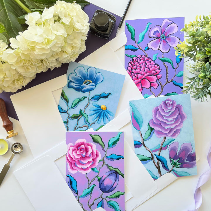"Petals on Paper" Greeting Cards | Mixed Set of 4