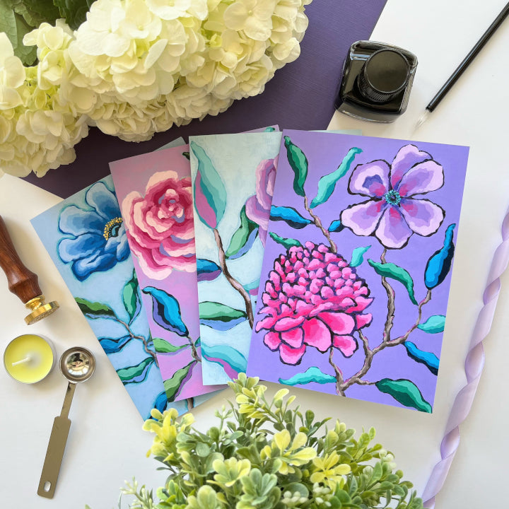 "Petals on Paper" Greeting Cards | Mixed Set of 4