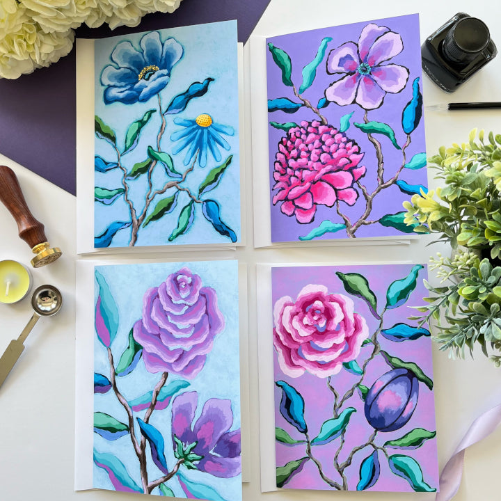 "Petals on Paper" Greeting Cards | Mixed Set of 4