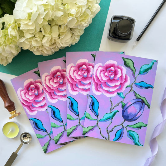 "Waiting on a Garden Bench" Greeting Cards | Set of 4