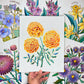 Birth Flower Hand-Embellished Print | October Marigold