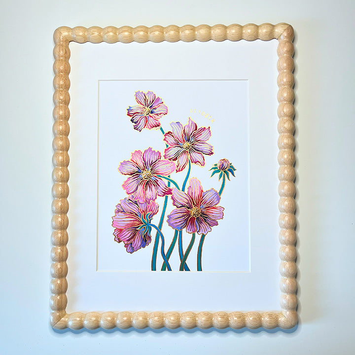 Birth Flower Hand-Embellished Print | October Cosmos