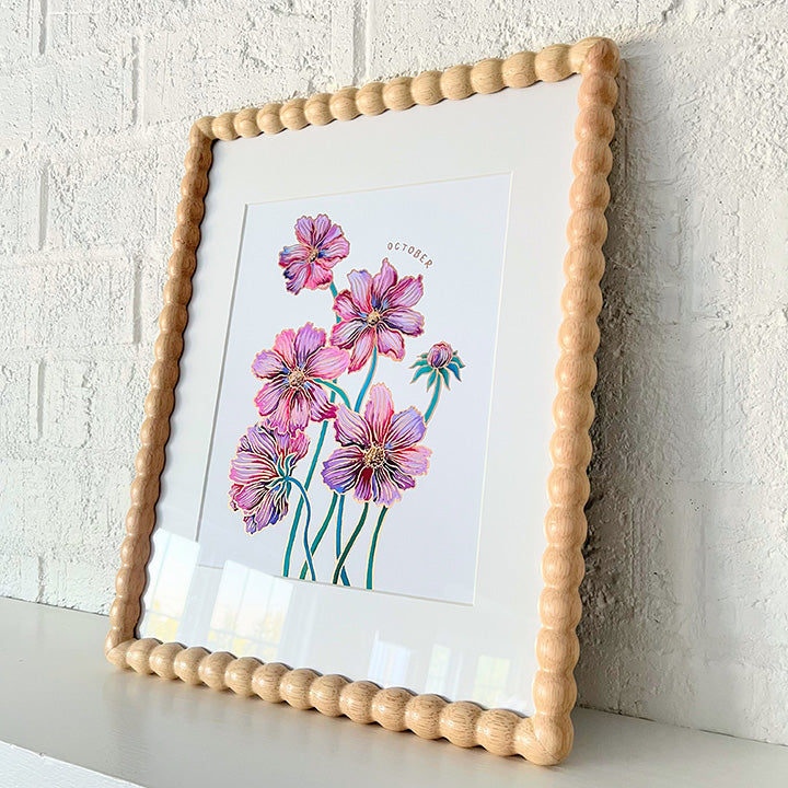 Birth Flower Hand-Embellished Print | October Cosmos