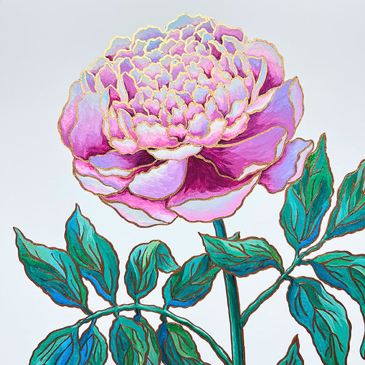 Birth Flower Hand-Embellished Print | November Peony