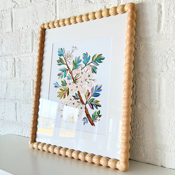 Birth Flower Hand-Embellished Print | May Hawthorns