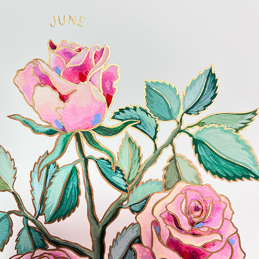 11 - Birth Flower Hand-Embellished Print | June Roses