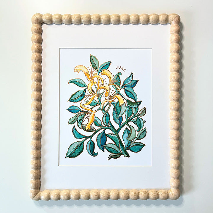 Birth Flower Hand-Embellished Print | June Honeysuckle