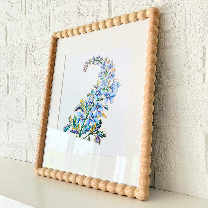 Birth Flower Hand-Embellished Print | July Larkspur