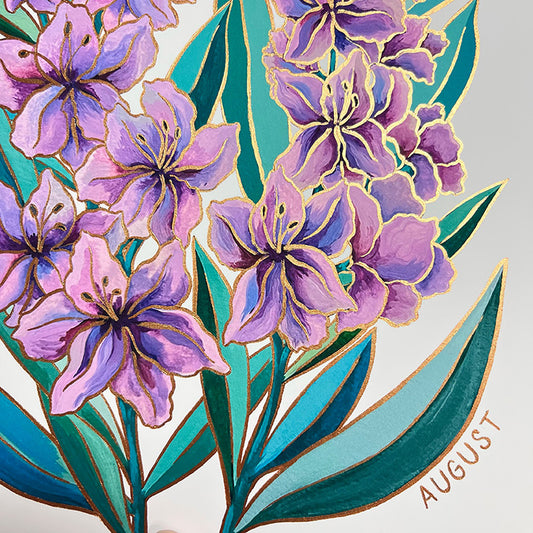Birth Flower Hand-Embellished Print | August Gladiolus