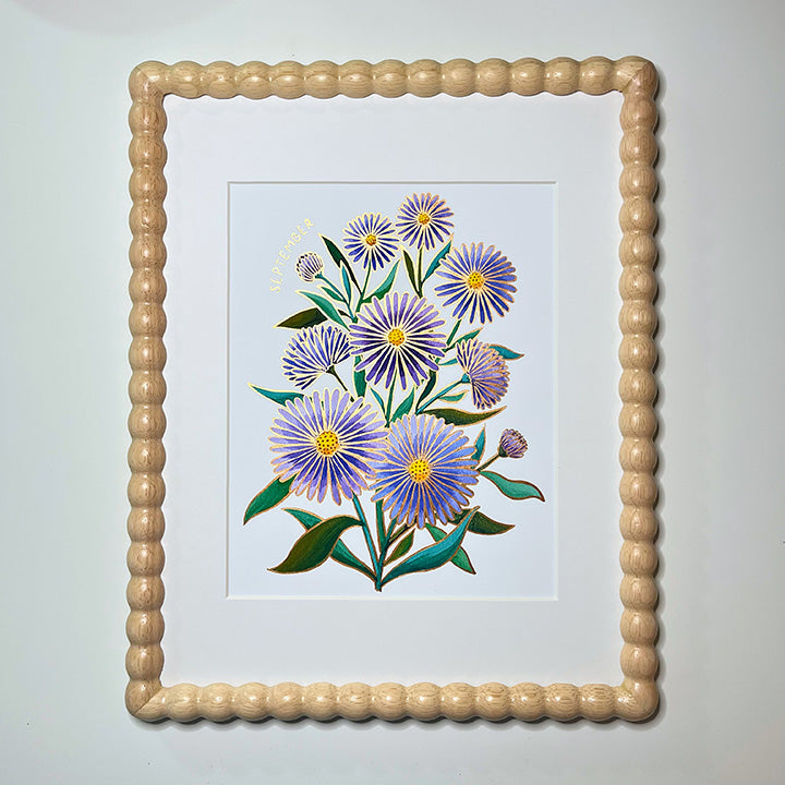 Birth Flower Hand-Embellished Print | September Aster