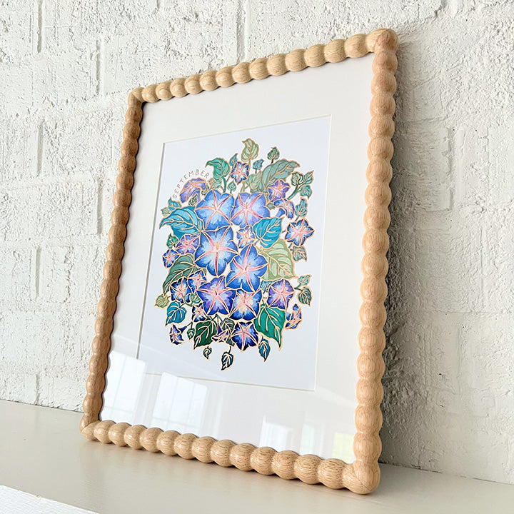 Birth Flower Hand-Embellished Print | September Morning Glory