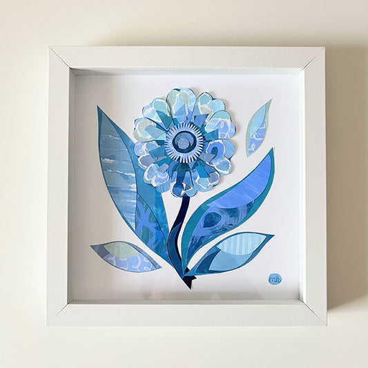 "Bloom in Blue" | original framed collage