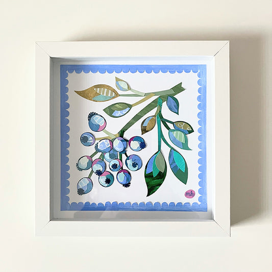 "Blueberry Bunch" | original framed collage