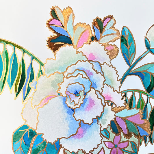 "Sitting Pretty" | hand-embellished art print