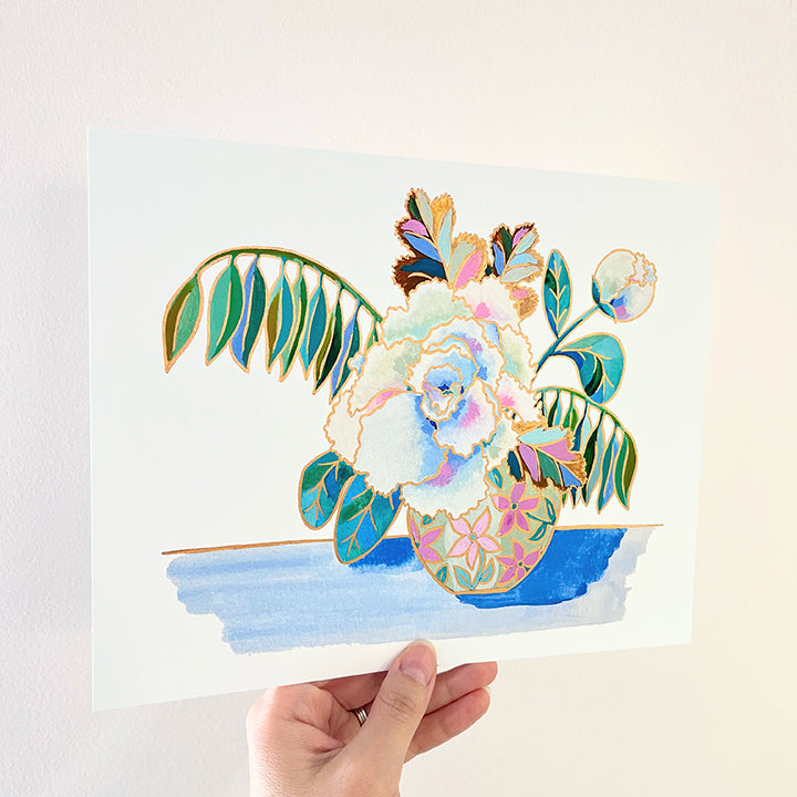 "Sitting Pretty" | hand-embellished art print
