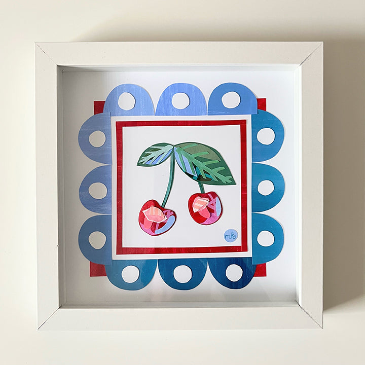 "Cherry Pair" | original framed collage