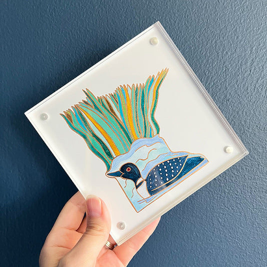 Minnesota acrylic block framed print | “Loon”