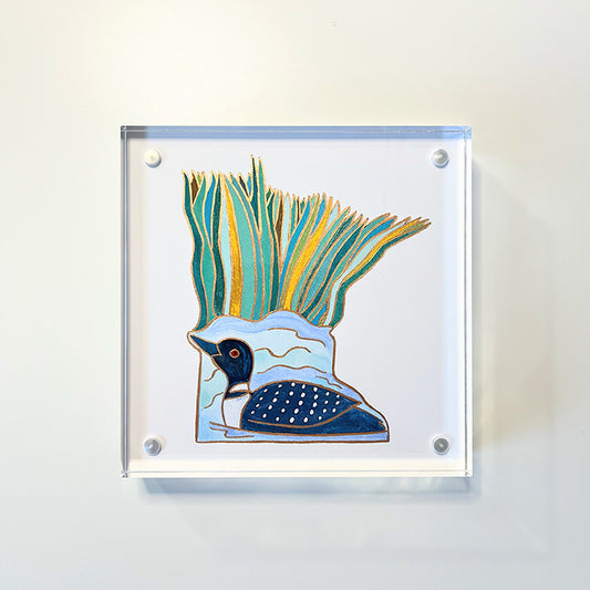 Minnesota acrylic block framed print | “Loon”