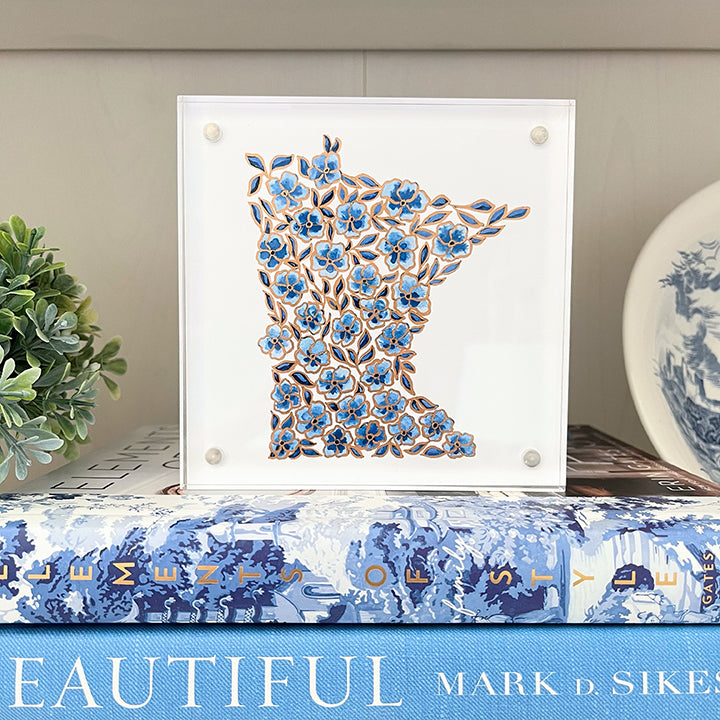 Minnesota acrylic block framed print | "Swedish Blue"
